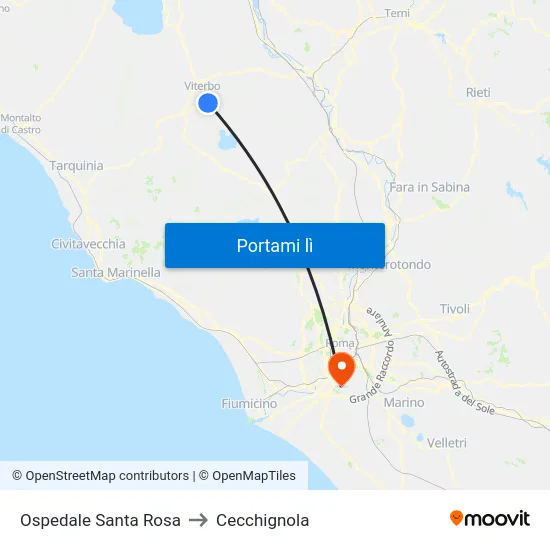 Ospedale Santa Rosa to Cecchignola map