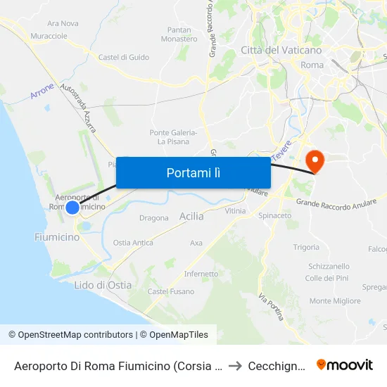 Aeroporto Di Roma Fiumicino (Corsia 12) to Cecchignola map