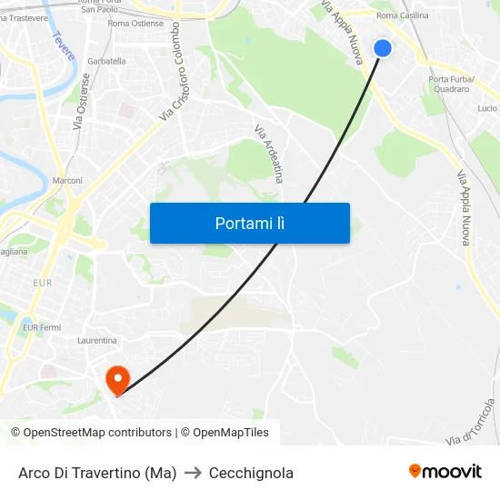 Arco Di Travertino (Ma) to Cecchignola map