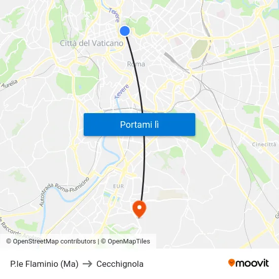 P.le Flaminio (Ma) to Cecchignola map