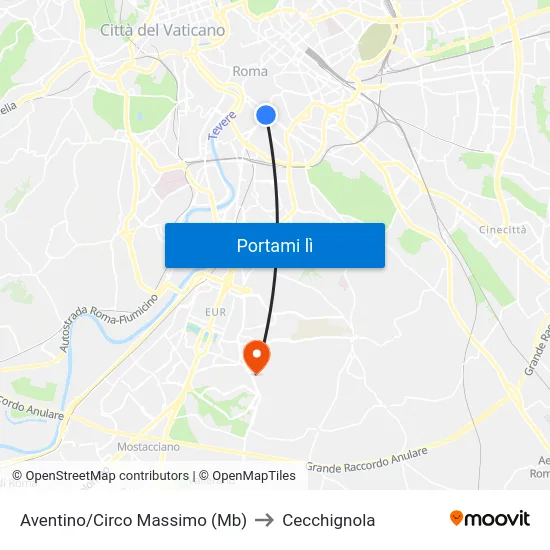 Aventino/Circo Massimo (Mb) to Cecchignola map