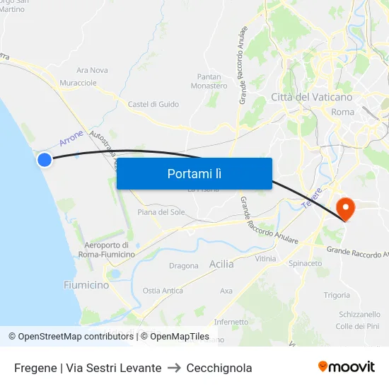 Fregene | Via Sestri Levante to Cecchignola map