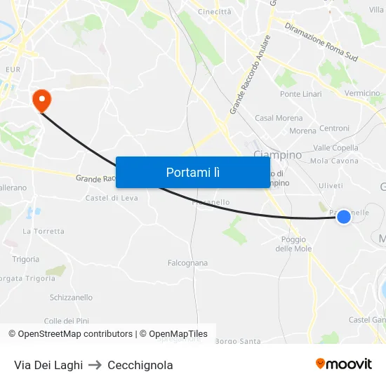 Via Dei Laghi to Cecchignola map