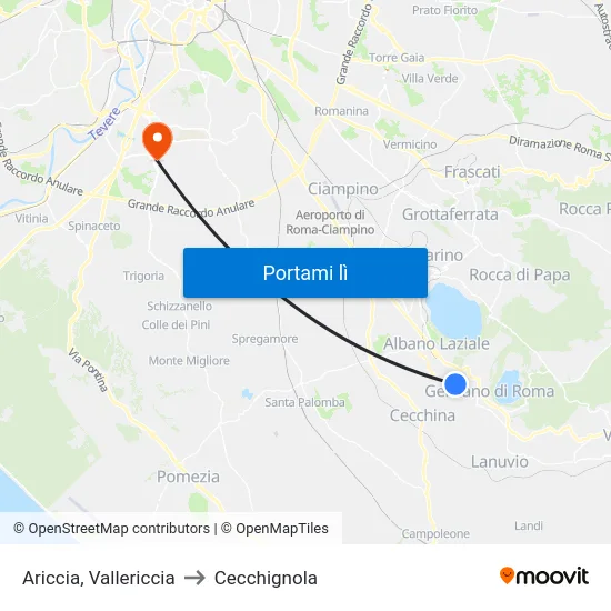 Ariccia, Vallericcia to Cecchignola map