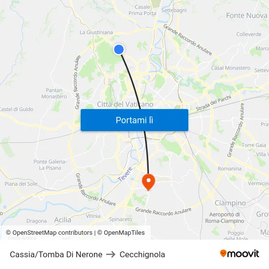 Cassia/Tomba Di Nerone to Cecchignola map