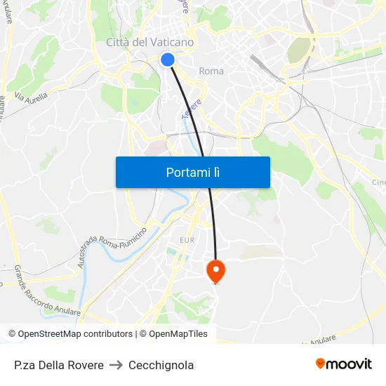P.za Della Rovere to Cecchignola map