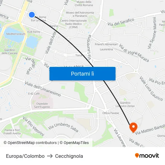 Europa/Colombo to Cecchignola map