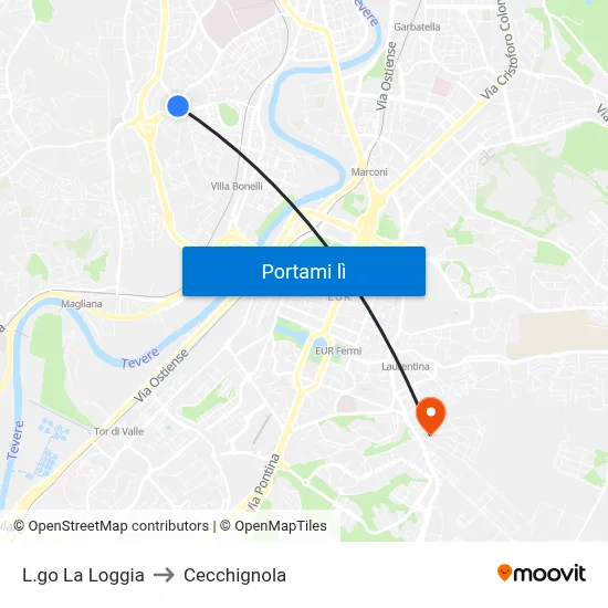 L.go La Loggia to Cecchignola map