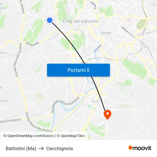 Battistini (Ma) to Cecchignola map