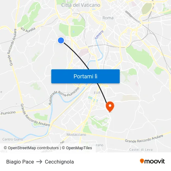 Biagio Pace to Cecchignola map