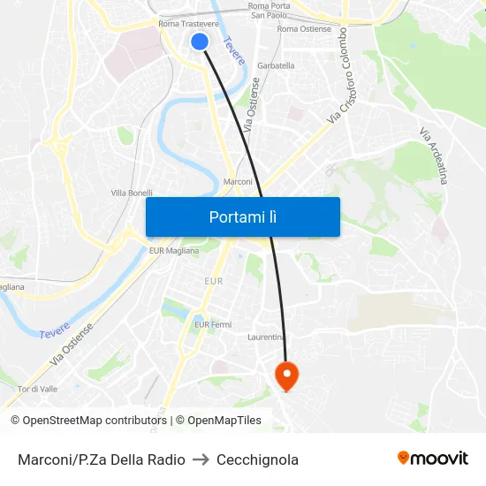 Marconi/P.Za Della Radio to Cecchignola map