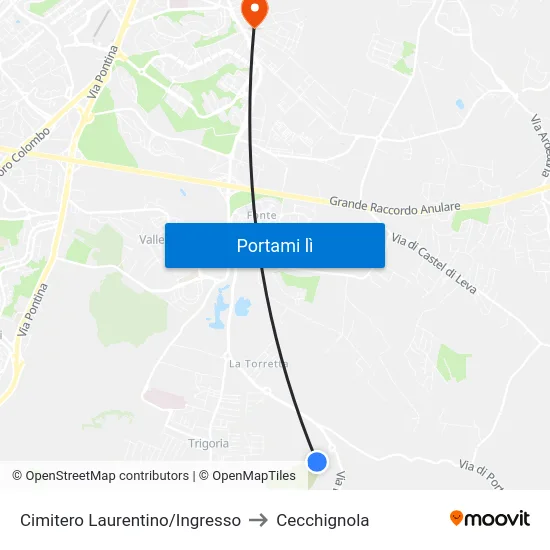 Cimitero Laurentino/Ingresso to Cecchignola map