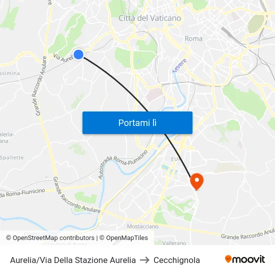 Aurelia/Via Della Stazione Aurelia to Cecchignola map