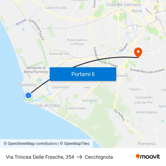 Via Trincea Delle Frasche, 354 to Cecchignola map