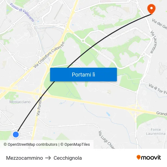 Mezzocammino to Cecchignola map