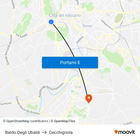 Baldo Degli Ubaldi to Cecchignola map