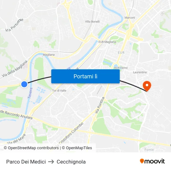 Parco Dei Medici to Cecchignola map