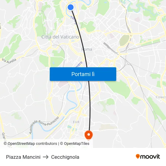 Piazza Mancini to Cecchignola map
