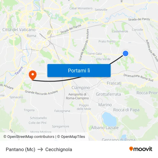 Pantano (Mc) to Cecchignola map