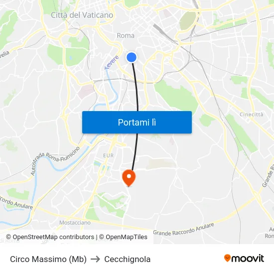 Circo Massimo (Mb) to Cecchignola map