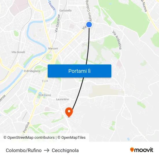 Colombo/Rufino to Cecchignola map