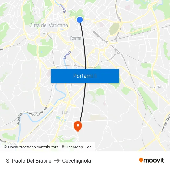 S. Paolo Del Brasile to Cecchignola map