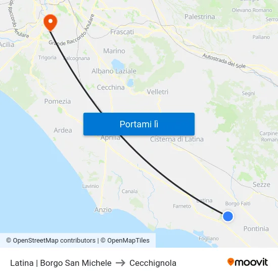 Latina | Borgo San Michele to Cecchignola map