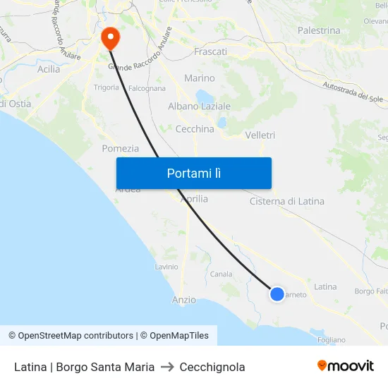 Latina | Borgo Santa Maria to Cecchignola map