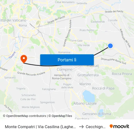 Monte Compatri | Via Casilina (Laghetto) to Cecchignola map