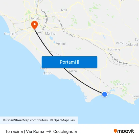 Terracina | Via Roma to Cecchignola map