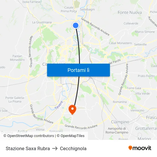 Stazione Saxa Rubra to Cecchignola map
