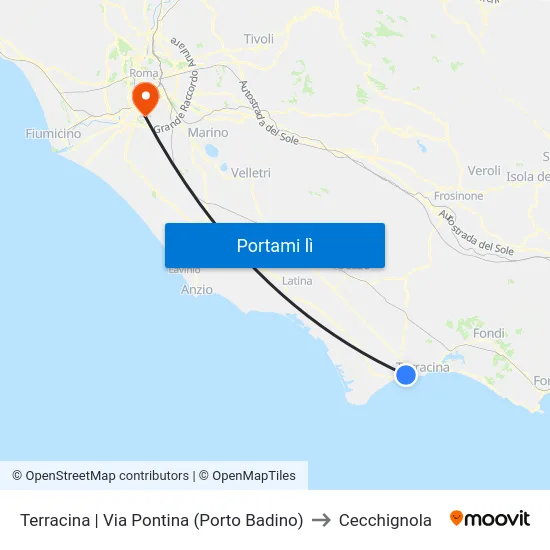Terracina | Via Pontina (Porto Badino) to Cecchignola map