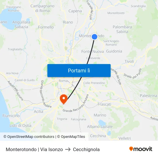 Monterotondo | Via Isonzo to Cecchignola map