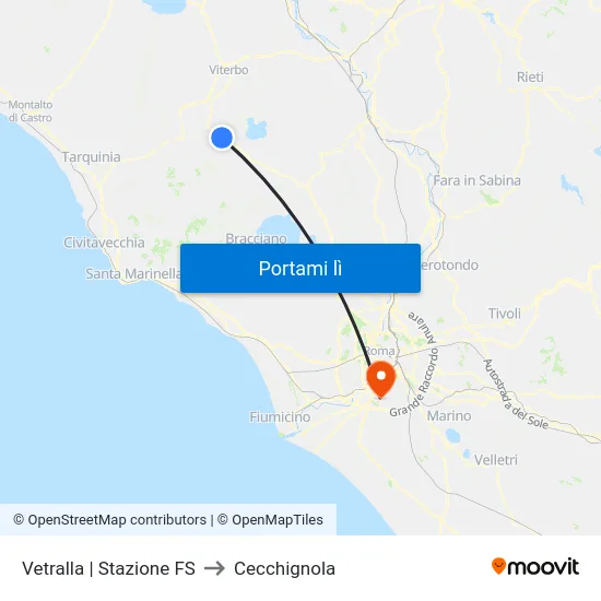 Vetralla | Stazione FS to Cecchignola map