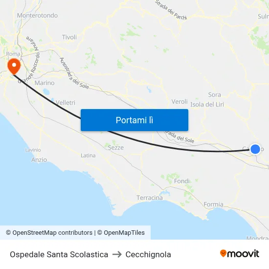 Ospedale Santa Scolastica to Cecchignola map
