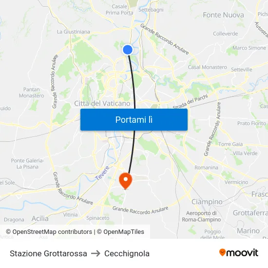 Stazione Grottarossa to Cecchignola map