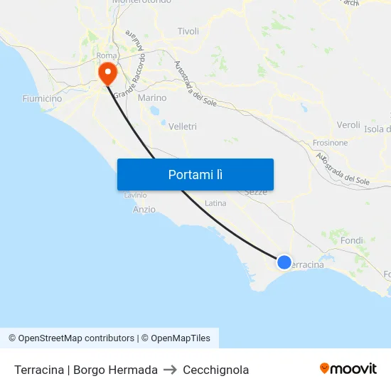 Terracina | Borgo Hermada to Cecchignola map