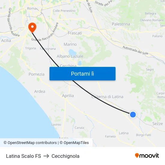Latina Scalo FS to Cecchignola map