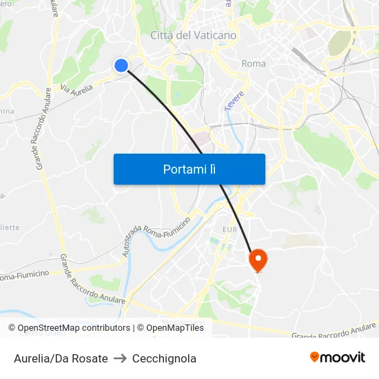 Aurelia/Da Rosate to Cecchignola map