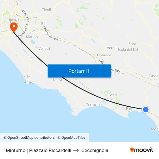 Minturno | Piazzale Riccardelli to Cecchignola map