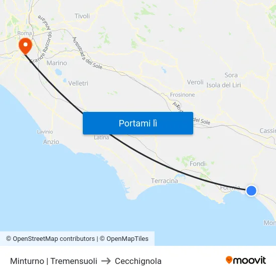 Minturno | Tremensuoli to Cecchignola map
