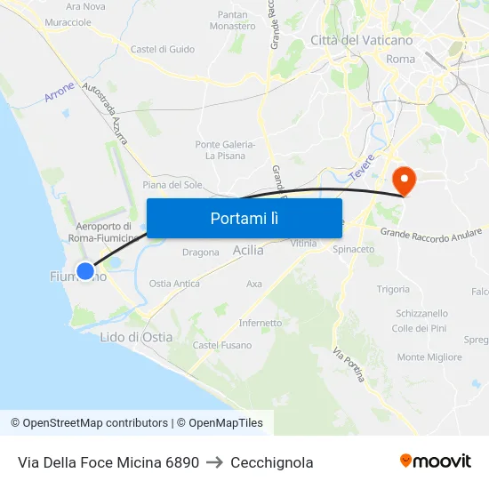 Via Della Foce Micina 6890 to Cecchignola map