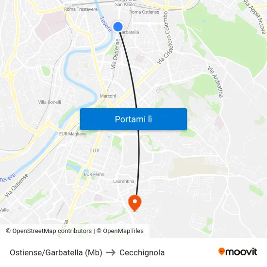 Ostiense/Garbatella (Mb) to Cecchignola map