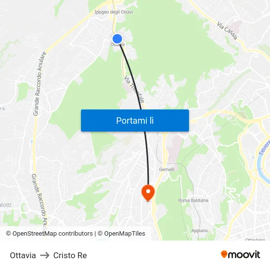 Ottavia to Cristo Re map