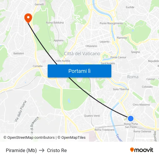 Piramide (Mb) to Cristo Re map