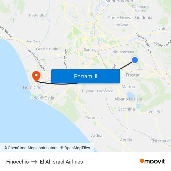 Finocchio to El Al Israel Airlines map