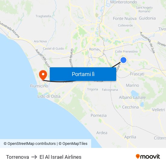 Torrenova to El Al Israel Airlines map
