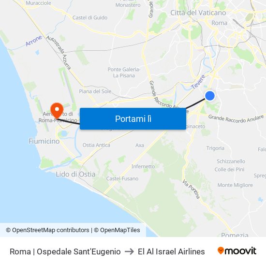 Roma | Ospedale Sant'Eugenio to El Al Israel Airlines map