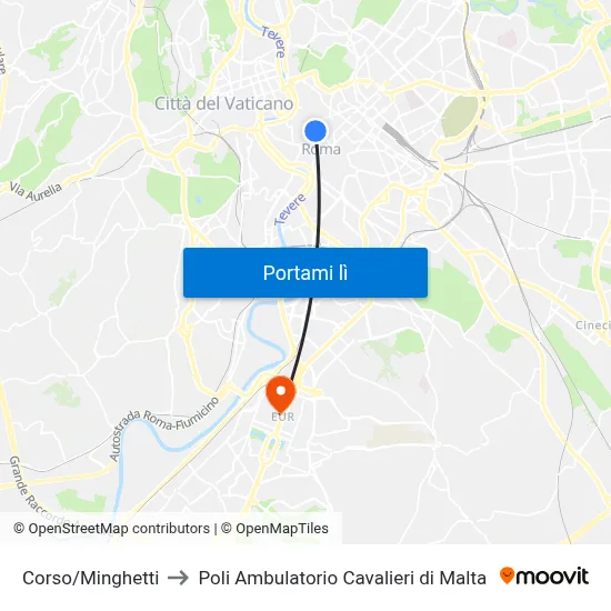 Corso/Minghetti to Poli Ambulatorio Cavalieri di Malta map