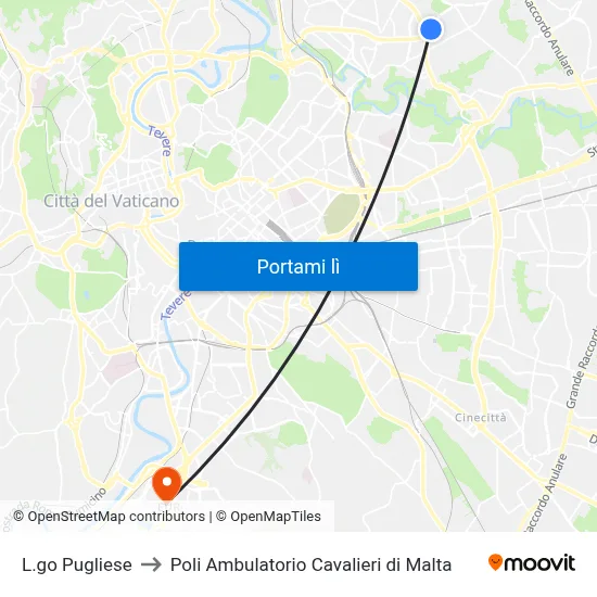 L.go Pugliese to Poli Ambulatorio Cavalieri di Malta map